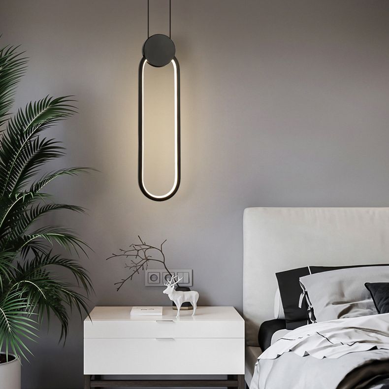 Modern Minimalist Style Cord Hung Hanging Pendant Lights Metal Pendant Light in Black Finish