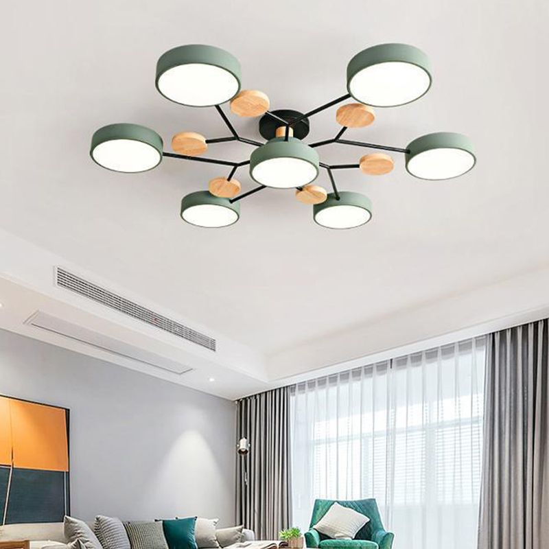 Luz de techo geométrico nórdico colorido LED de montaje de montaje para sala de estar para sala de estar