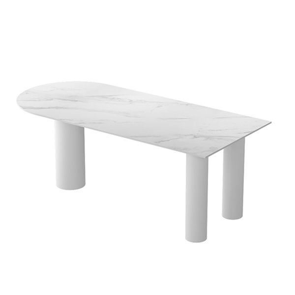 Gratis vorm 3 poten moderne stijl eettafel witte vaste tafel met gesinterde steen