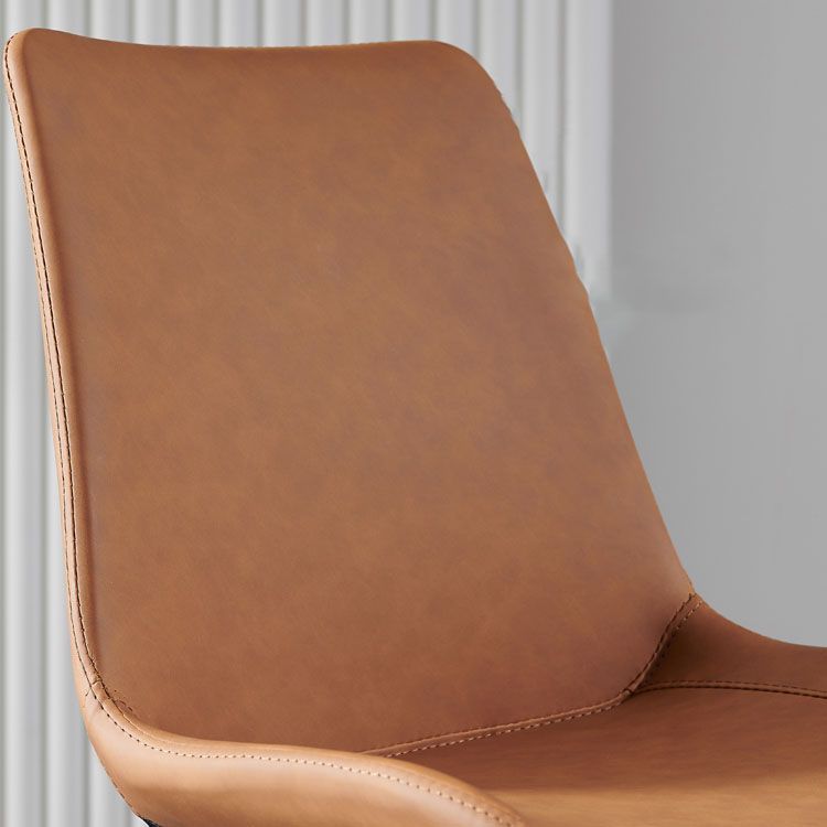 Sillas de comedor de cuero estilo moderno Sillas auxiliares sin brazos con respaldo macizo (juego de 2)
