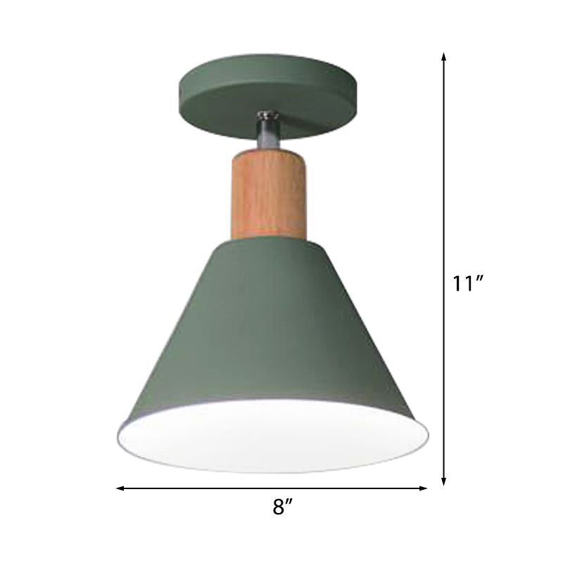 Lámpara semiempotrada verde/blanca/gris con pantalla Metal nórdico Luz de techo semiempotrada para interiores con 1 bombilla