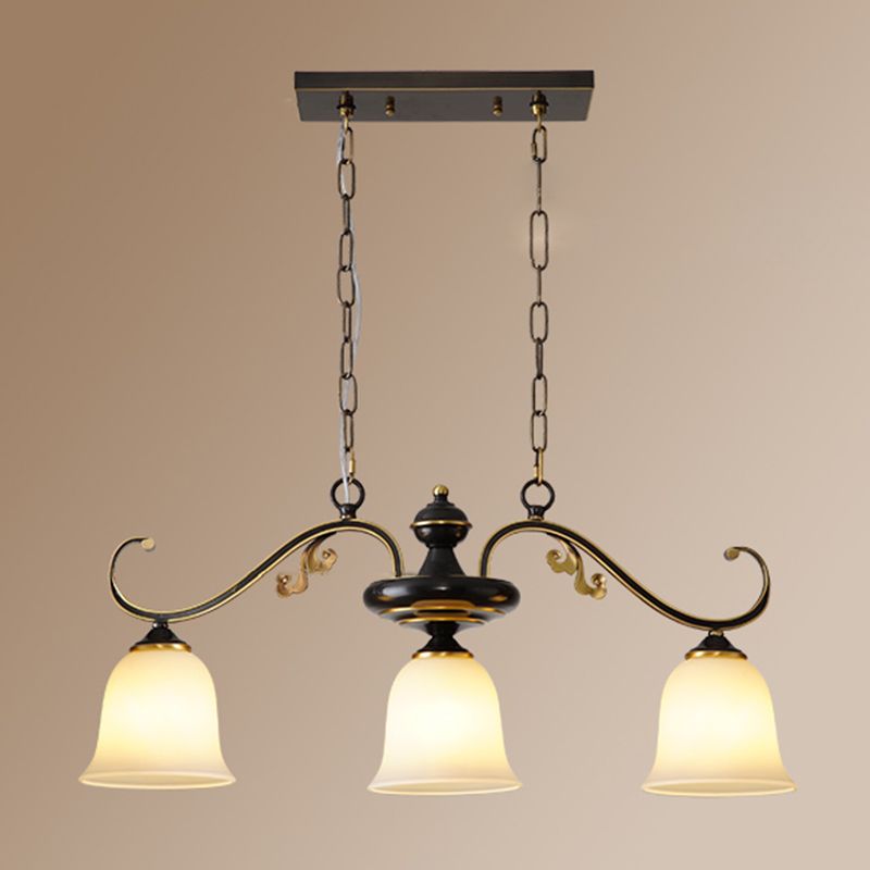 Industrial Pendant Lighting Bell Shape Glass 3 Light Island Ceiling Light