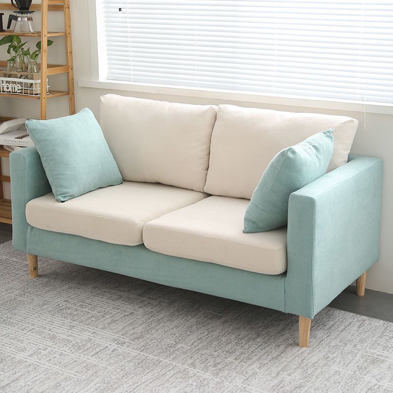 Polish Finish Sofa Square Arm Sofa Loose Back Loveseat For Apartment and Room