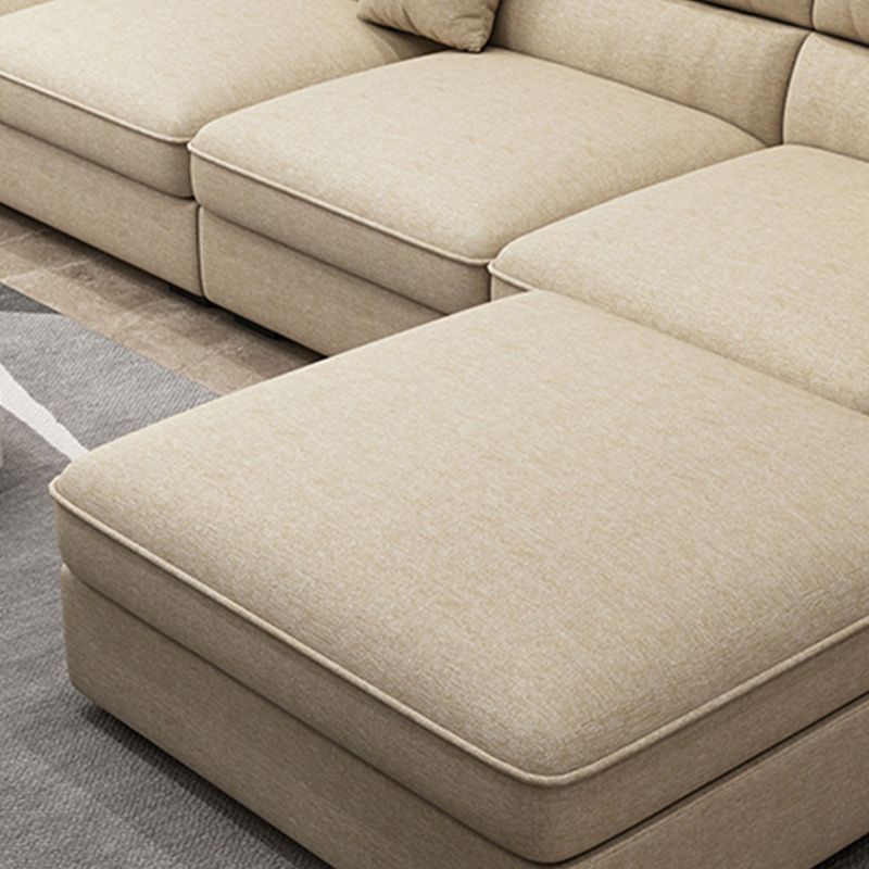 Modern Reversible Chaise Sofa with Pillows Flared Arm Sectionals for Living Room