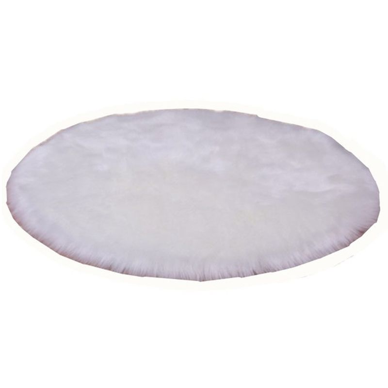 Simplicity Living Room Area Rug Solid Color Carpet Polyester Shag Rug with Non-Slip Backing