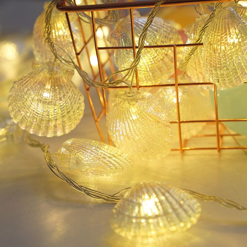 Shell Shape LED Fairy Lighting Decorative Plastic Girls Bedroom Battery String Light in Blue