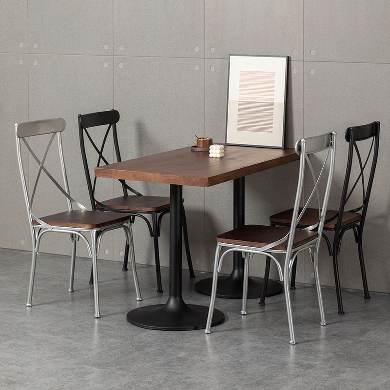 Chaise latérale en métal pour café industriel, chaise pliante à dossier croisé noir
