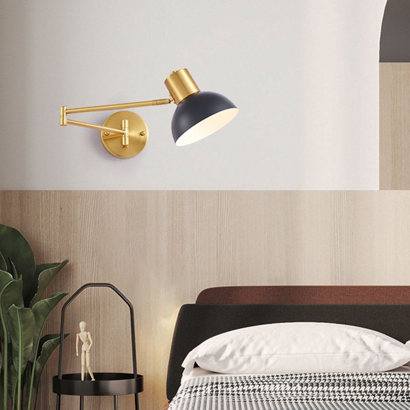 Single Golden/Black/Grey Contemporary Wall Mounted Sconce Metallic Wall Light for Foyer