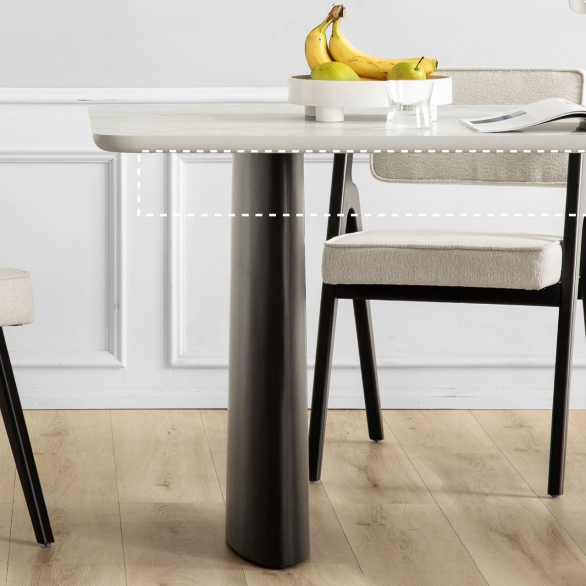 Contemporary White Retractable Wooden Dining Table with Double Pedestal