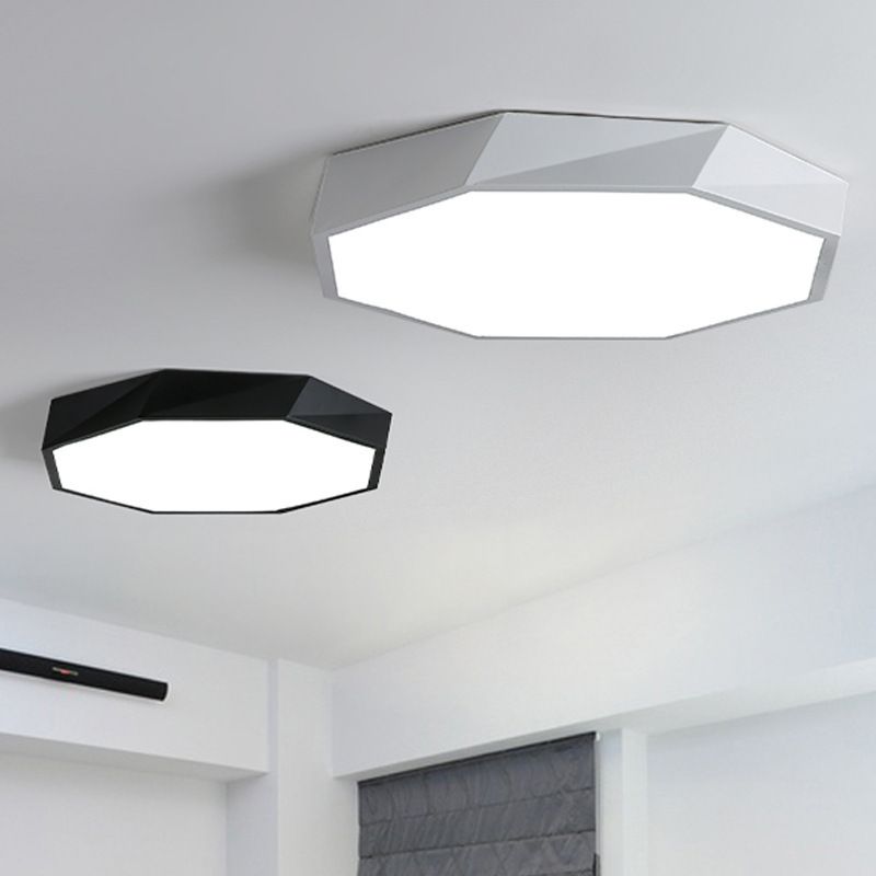 LED Bedroom Flush Mount Lighting Minimalist Style Flush Mount Light Fixture with Geometric Metal Shade