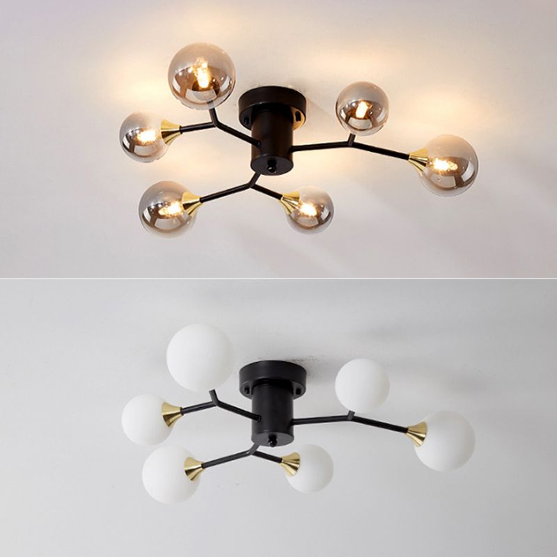 Nordic Modern Minimalist Glass Flush Mount Lamp with Glass Shade for Sitting Room