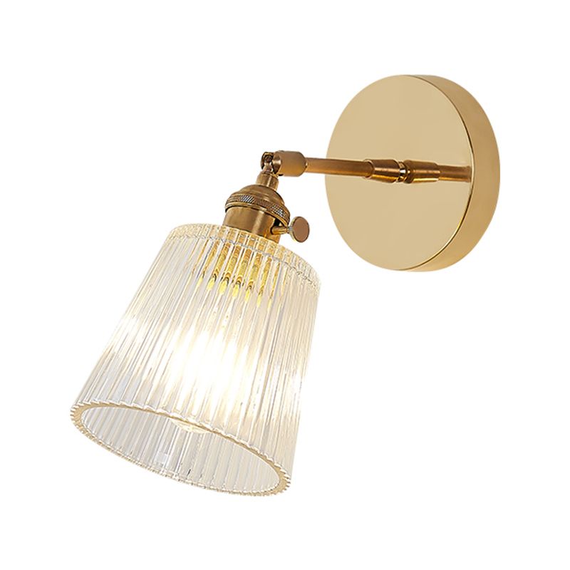 Nordic Brass Wall Light Geometric 1 Light Wall Sconce with Glass for Living Room