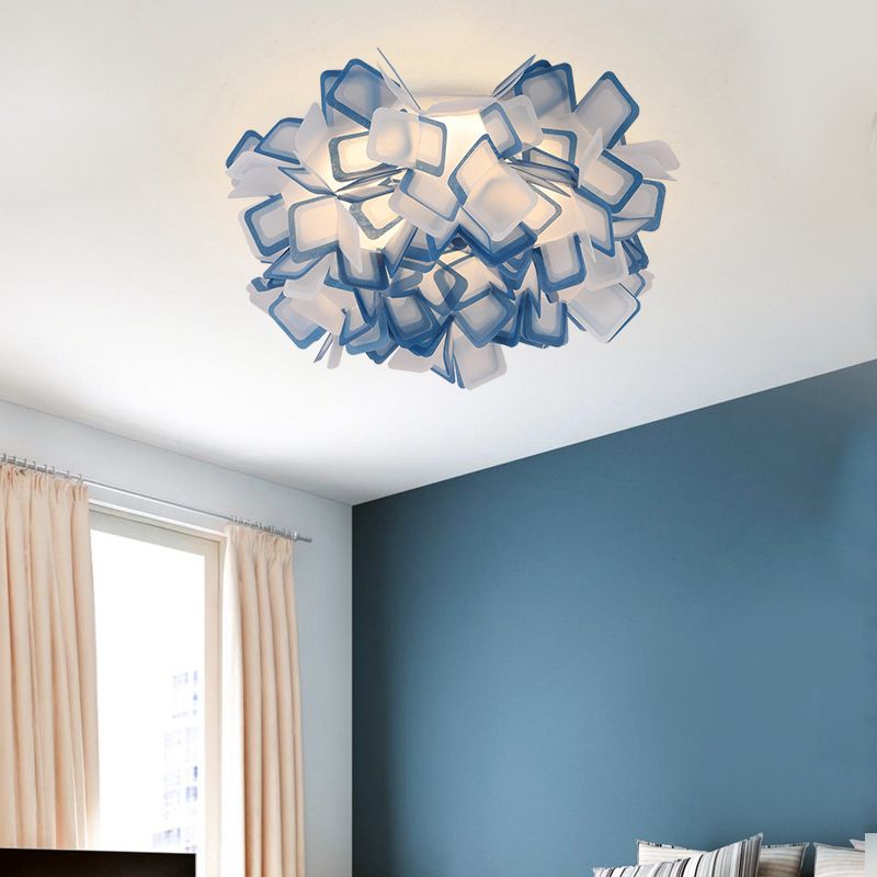 Plafonnier sinueux Art déco avec abat-jour en acrylique, éclairage encastré pour chambre à coucher