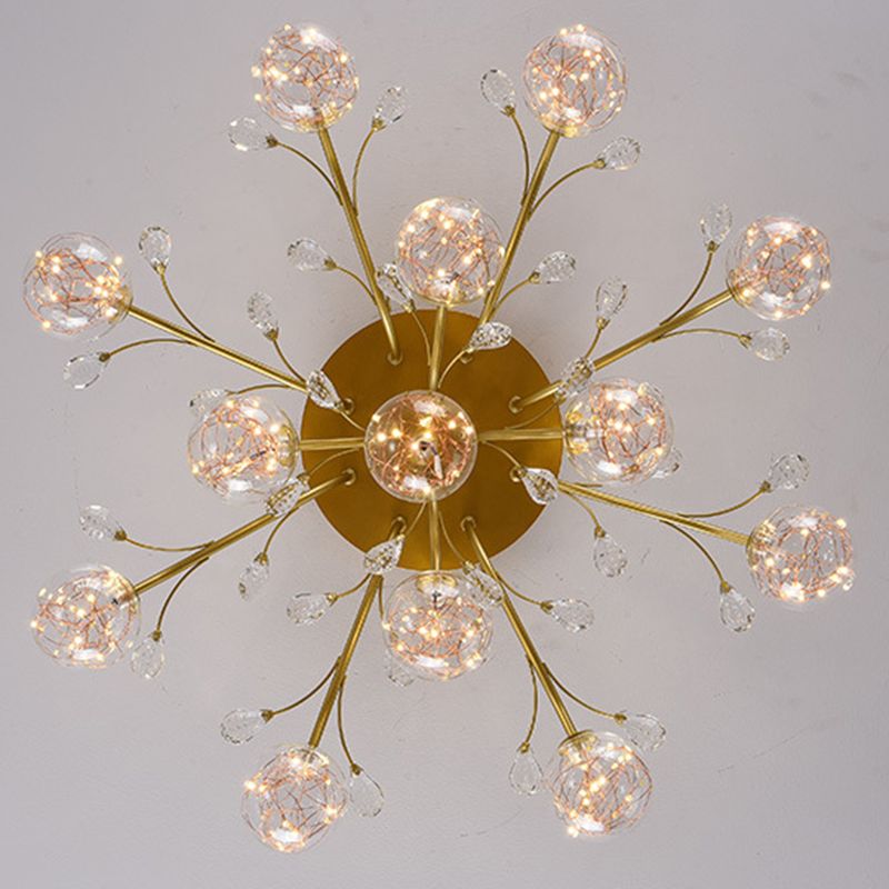 Forme de balle en verre Fleurure de plafond moderne plusieurs lumières modernes éclairage monte en or