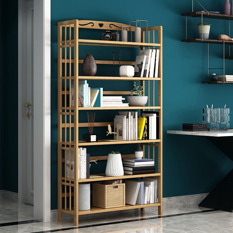 Contemporary Brown Bamboo Shelf Bookcase Open Bookcase for Study Room