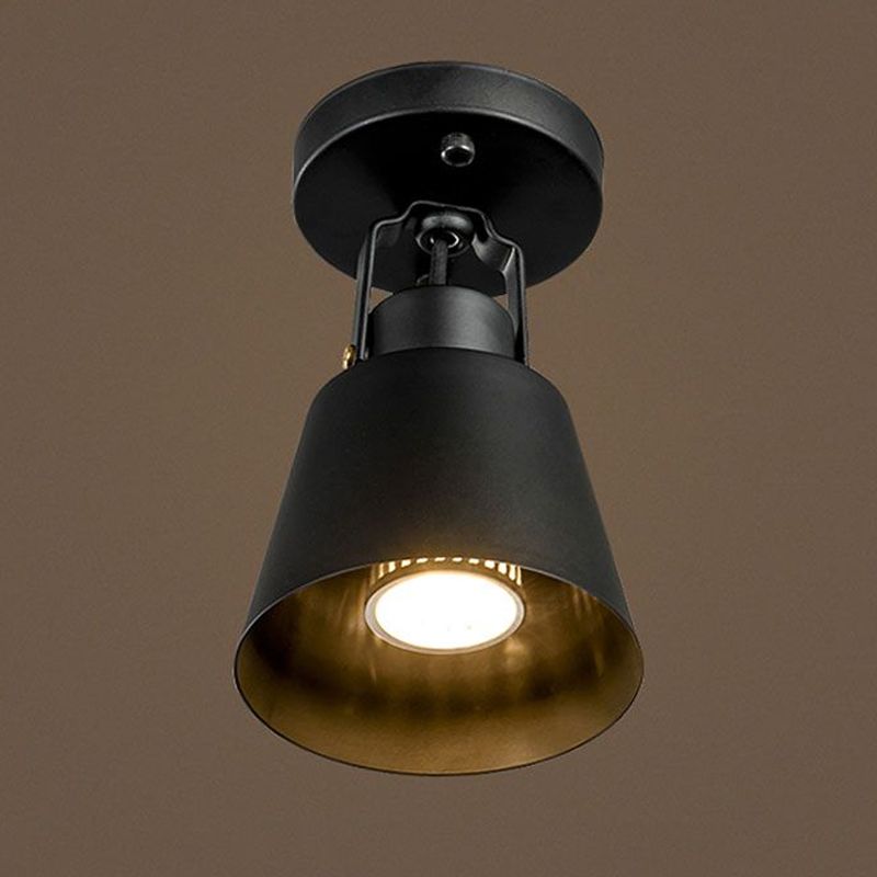 Lámpara de techo giratoria con pantalla cónica metálica elegante estilo Loft luz de techo semi empotrada de 1 cabezal negro/blanco