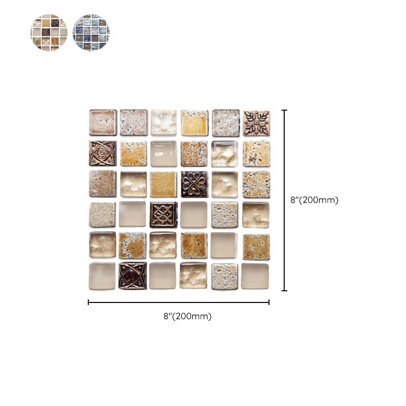 Plastic Peel & Stick Mosaic Tile Mosaic Tile Wallpaper with Square Shape