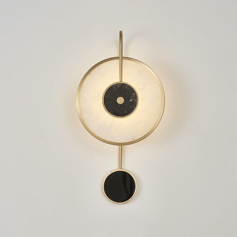 Modern Metal Wall Light Gold Round 20" High Wall Sconce with Mica for Bedroom