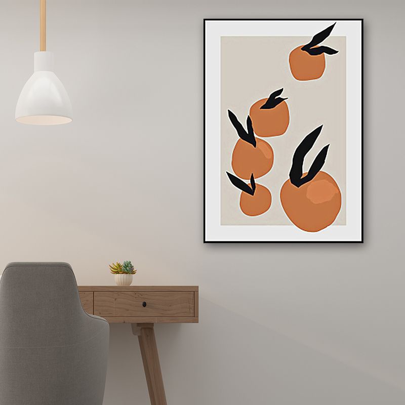 Tangerine Wall Decor Orange Canvas Art Print Textured for Living Room, Multiple Sizes Available