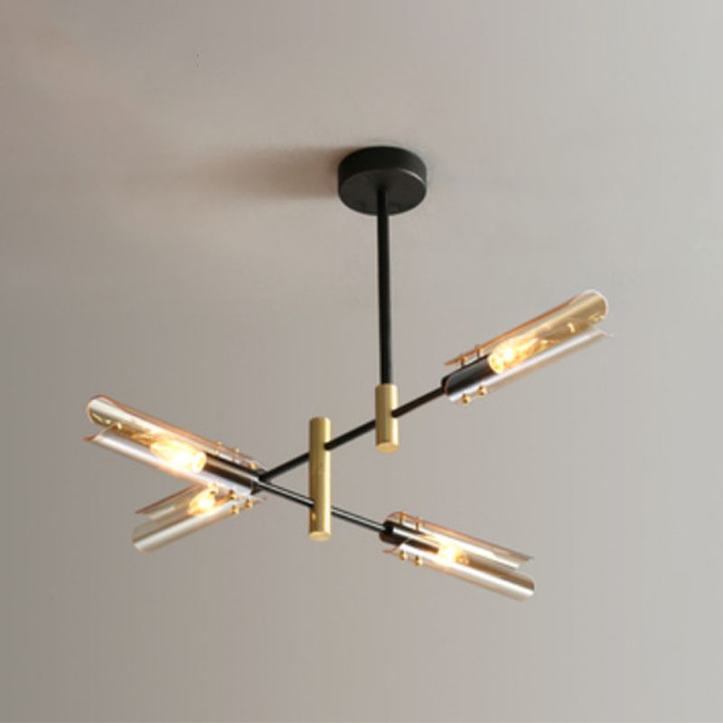 Glazen geometrische hanglamp in moderne creatieve stijl smeedijzeren kroonluchter voor eetkamer