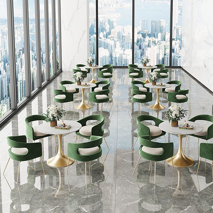 Round Tulip Base Glam Dining Table White Fixed Table of Sintered Stone