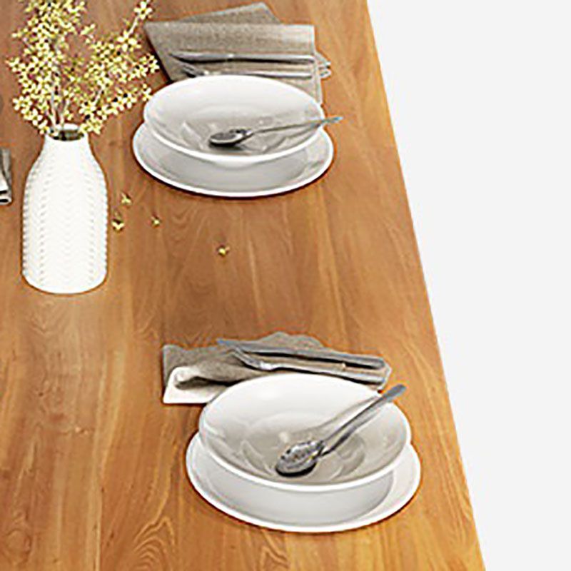 Pine Wood Top Dining Table Industrial Rectangle Table with Trestle Base in Black
