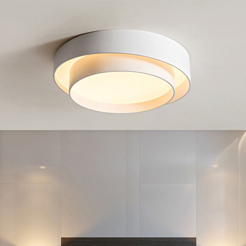 Luminaire de plafond en fer à montage encastré à LED circulaire concis et moderne avec abat-jour en acrylique
