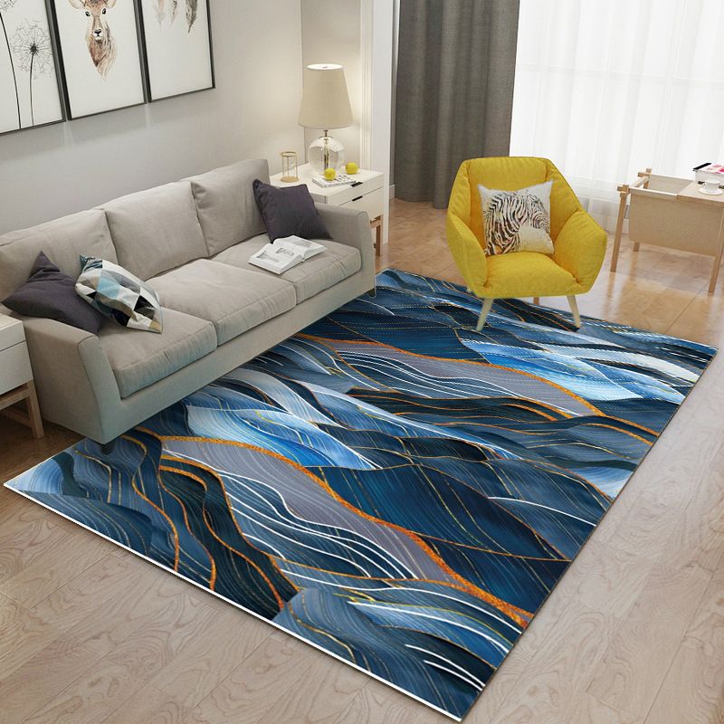 Trendy Geometry Pattern Rug Polyester Area Carpet Non-Slip Backing Carpet for Living Room