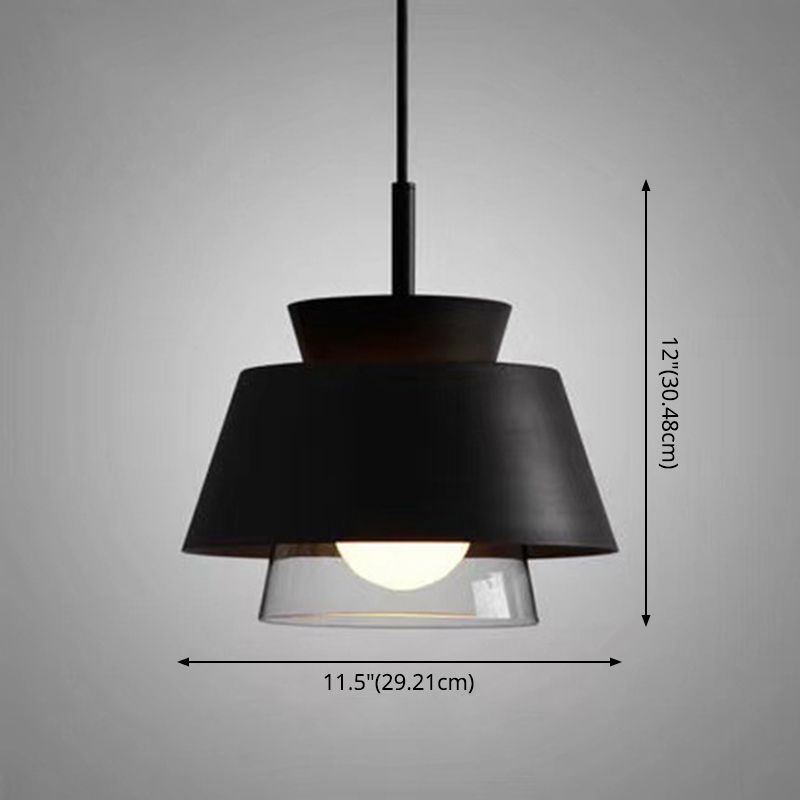 2-Shade Pendulum Light Macaron Metal and Glass 1-Bulb Restaurant Ceiling Pendant Lamp