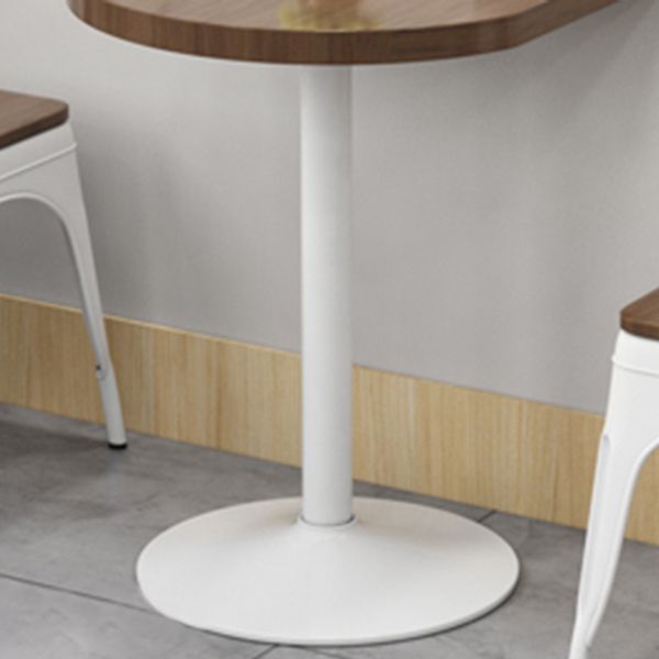 Mesa de comedor marrón de madera maciza, mesa de cocina industrial con base de pedestal de metal