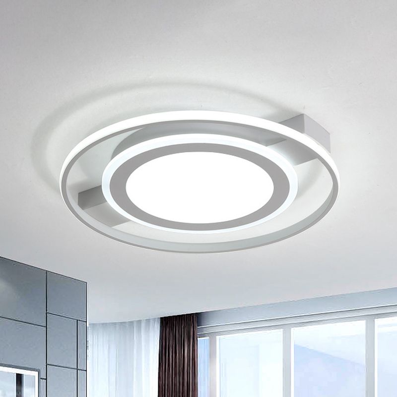 Acrylic 2 Circles Flush Light Fixture Minimalist White 18"/21.5" Wide LED Ceiling Mount Lamp in Warm/White Light