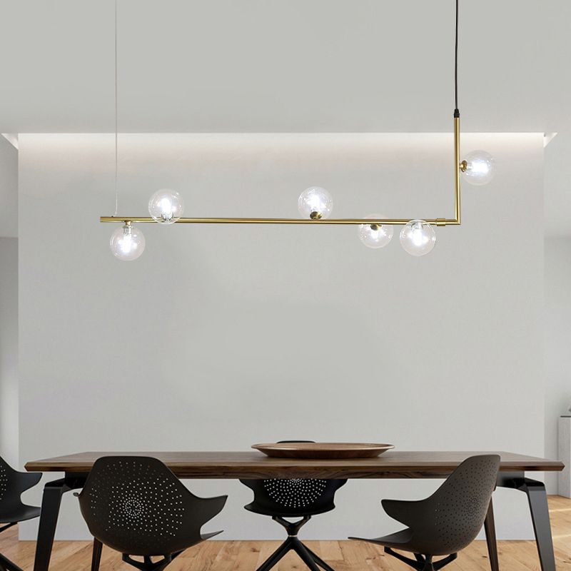 Globe Glass Island Pendant Light Minimalist Style Island Ceiling Light for Dinning Room