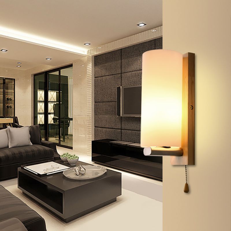 Luz de pared de madera de estilo moderno lámparas de pared creativa para dormitorio de hotel
