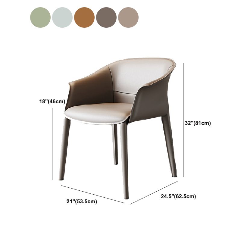 Modern Upholstered Guest Chair Faux Leather Dining Arm Chair