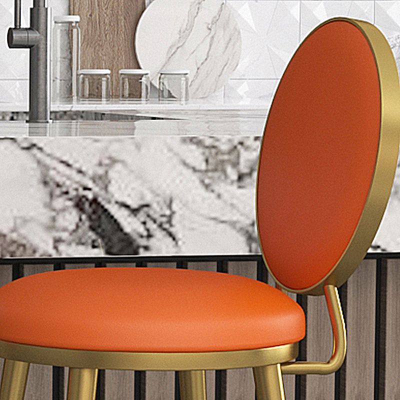 Glam Counter Bar Stool Backrest Leather Bar Stool with Footrest, Iron Base