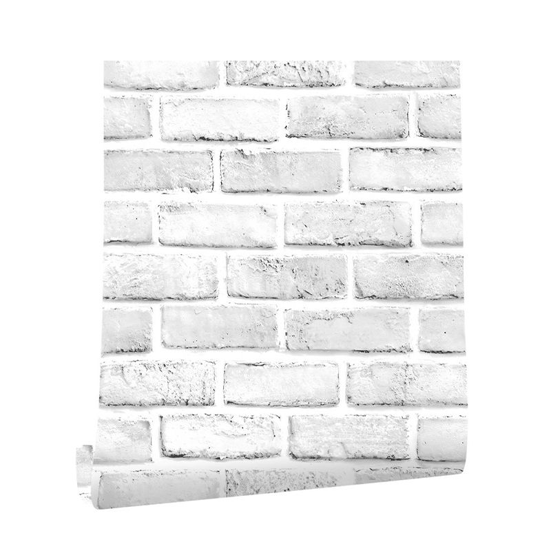 White-Washed Brick Wallpaper Self Sticking Country Living Room Wall Covering, 29.1-sq ft