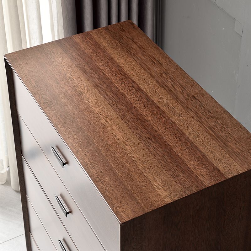 Solid Wood 5- Drawer Accent Chest Brown Chest for Living Room