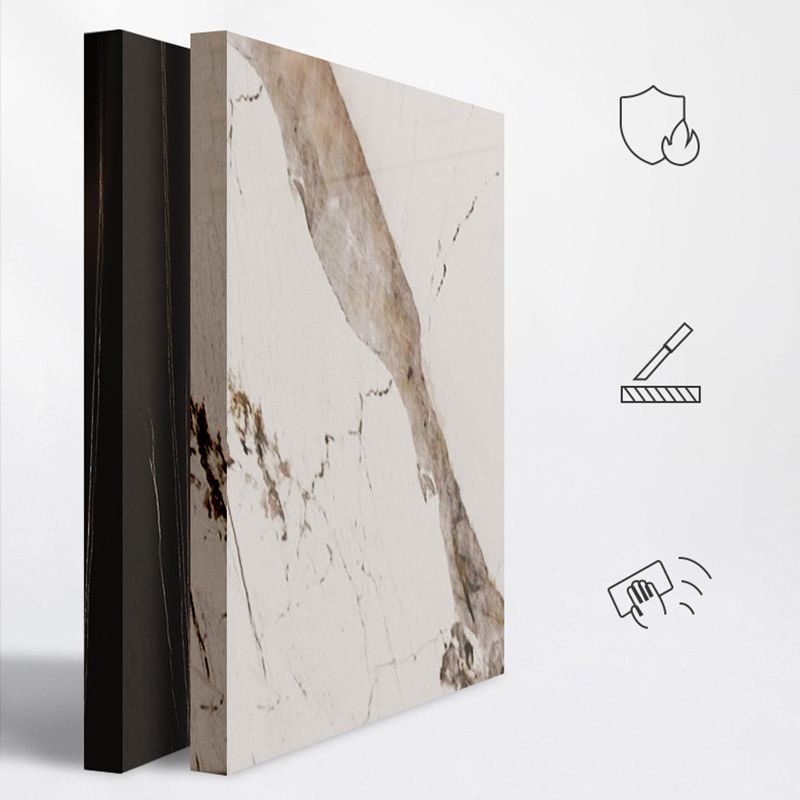 Modern Rectangle Stone Table Standard Height Double Pedestal Dining Table