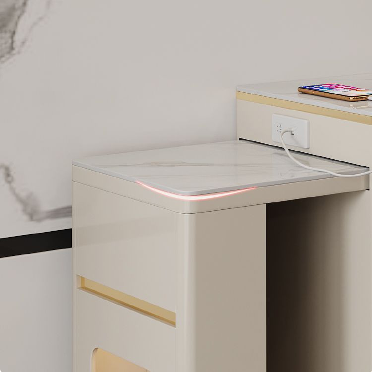 Contemporary Stone Top Bar Table with Manufactured Wood Storage Base