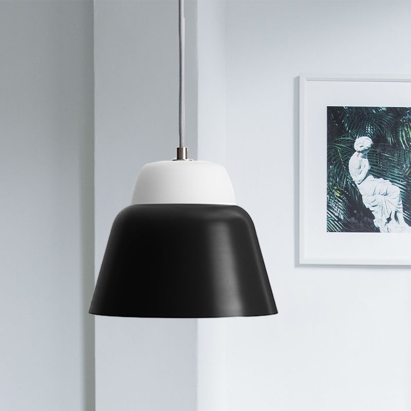 Cone Hanging Light Fixture Macaron Metal 1 Head 6.5"/10.5" Height Pink/Blue/Black Pendant Ceiling Light
