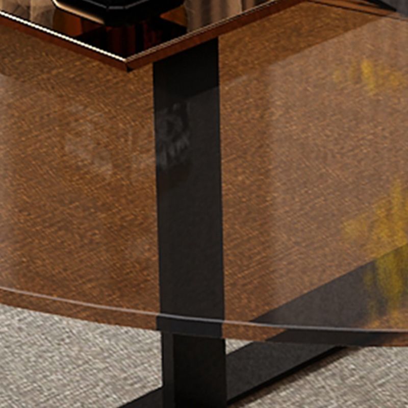 17" Wide Contemporary Coffee Table Round Glass Top Cocktail Table