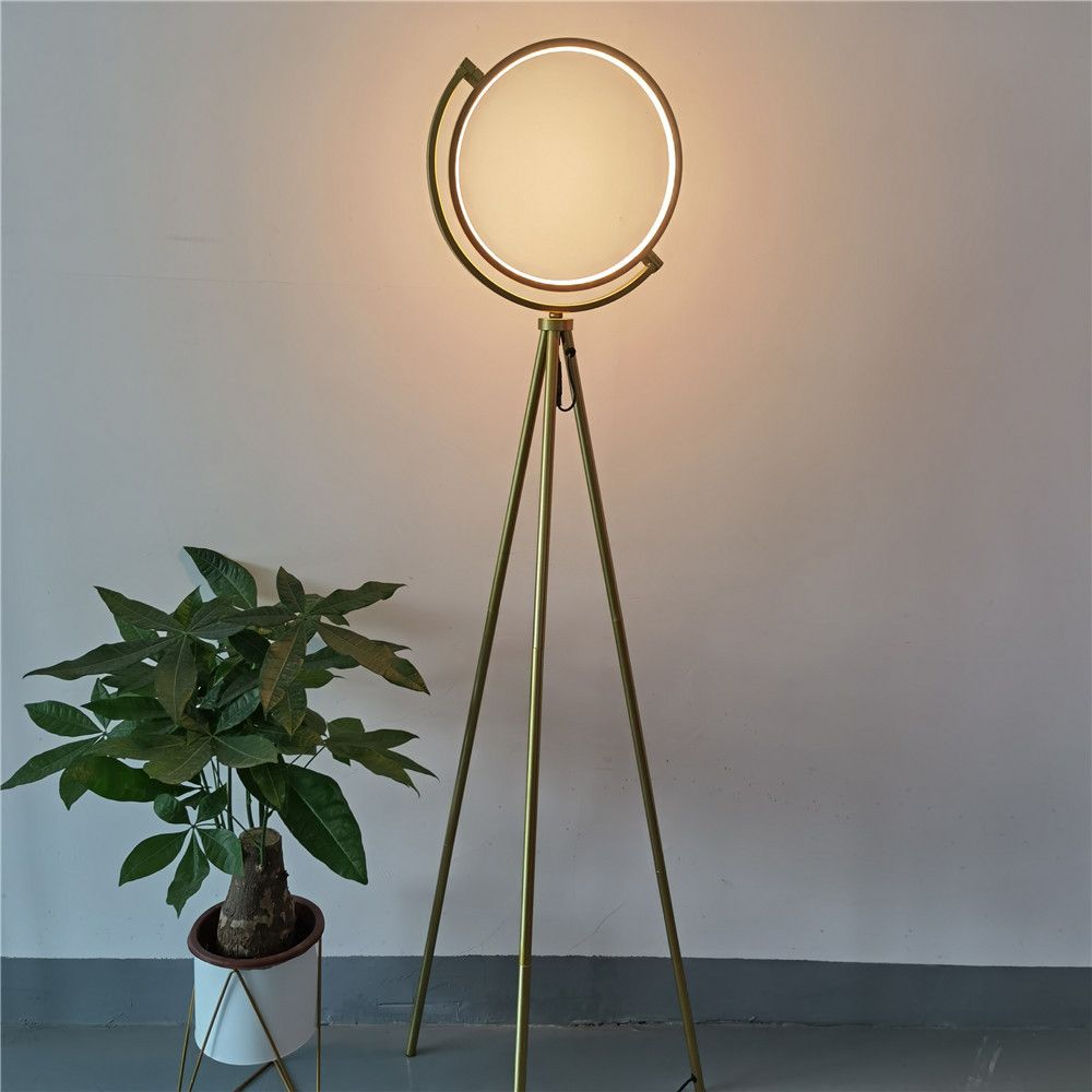 Schwarz ringförmiger Bodenlicht einfacher Stil Acryl LED Stand up Lampe für Schlafzimmer