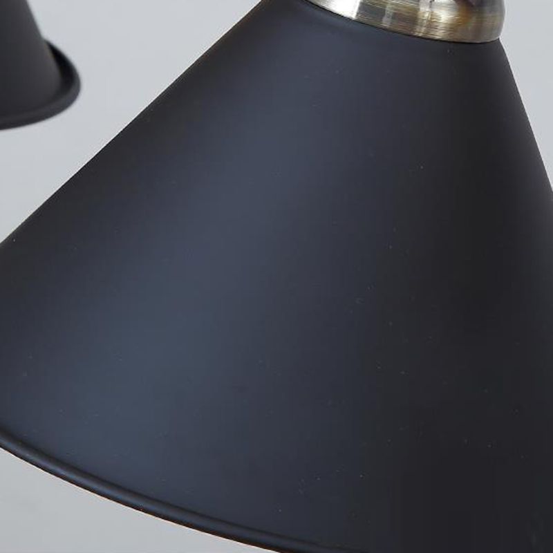 Black Conical Island Lighting Industrial Hemp Rope 3-Head Dining Room Pendant Lamp