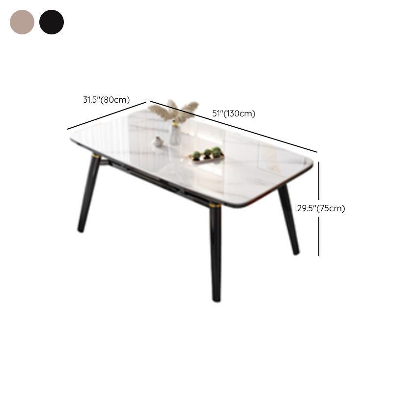 Foldable Stone Rectangle Dining Table Rubber Legs for Dining Room