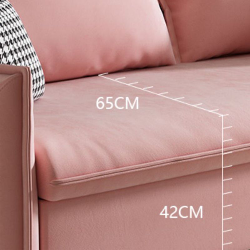 Faux Leather Stain Resistant Contemporary Couch Bed with 2 Pillows