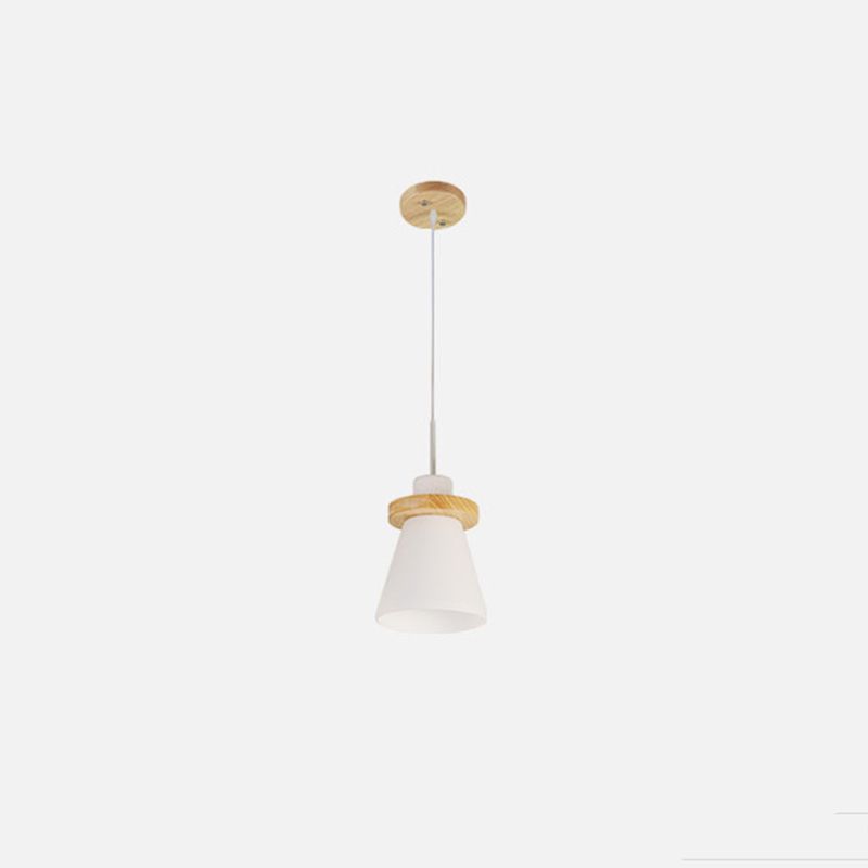 En bois conical pendentif plafonnier léger nordique blanc nordique kit de lumière suspendue pour salle à manger