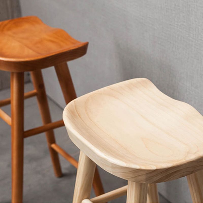 Industrial Solid Wood Counter Stool Saddle Seat Backless Bar Stool