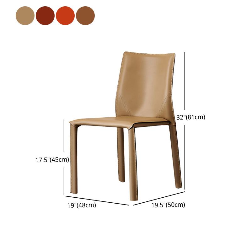 Contemporary Leather Dining Chair Armless Solid Back Chair for Home Use