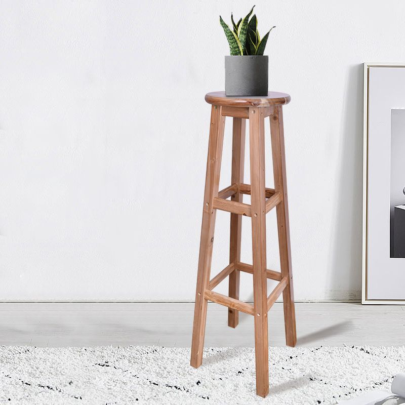 Telón de barras de madera de diseño contemporáneo para taburetes sin espalda para el hogar con base de madera