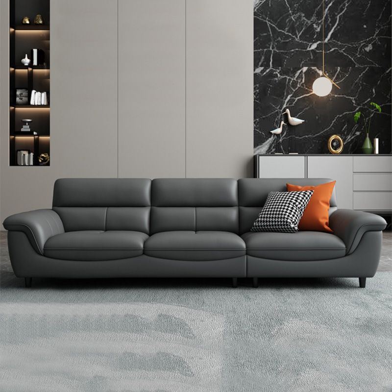 Genuine Leather Stain Resistant Contemporary Pillow Top Arm Sofa Couch
